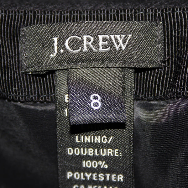J Crew No 2 Pencil Sz 8 Black Hook Eye Closure Wool Polyester Lined Skirt
