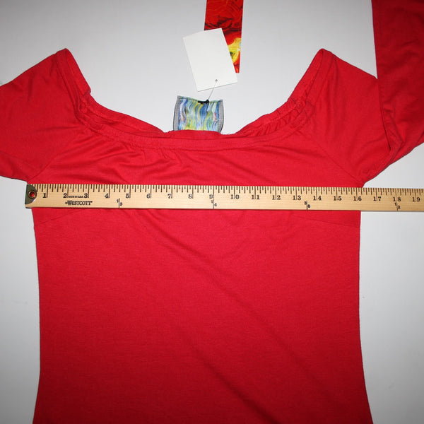 Vintage Collection NEW Sz M Red Off Shoulders 3/4 Sleeve Viscose Lycra Top