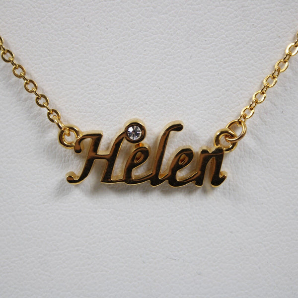 HELEN NEW Name Goldtone Rhinestone Accent 14.5" w 4.5 Multi Ring Ext Necklace