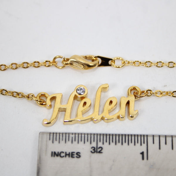 HELEN NEW Name Goldtone Rhinestone Accent 14.5" w 4.5 Multi Ring Ext Necklace