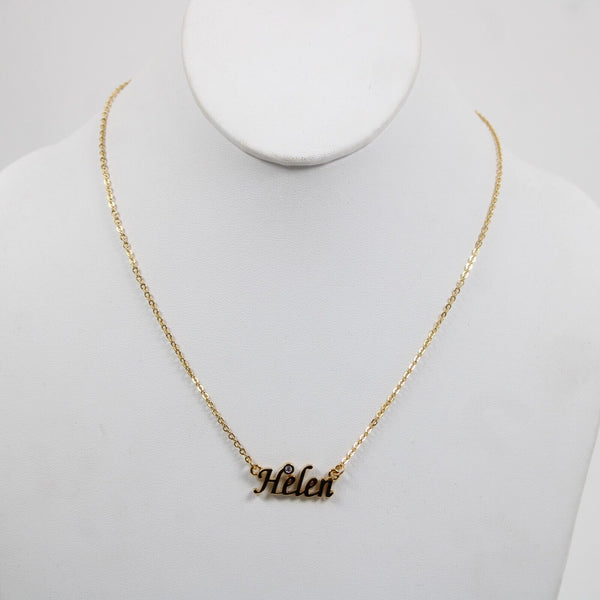 HELEN NEW Name Goldtone Rhinestone Accent 14.5" w 4.5 Multi Ring Ext Necklace