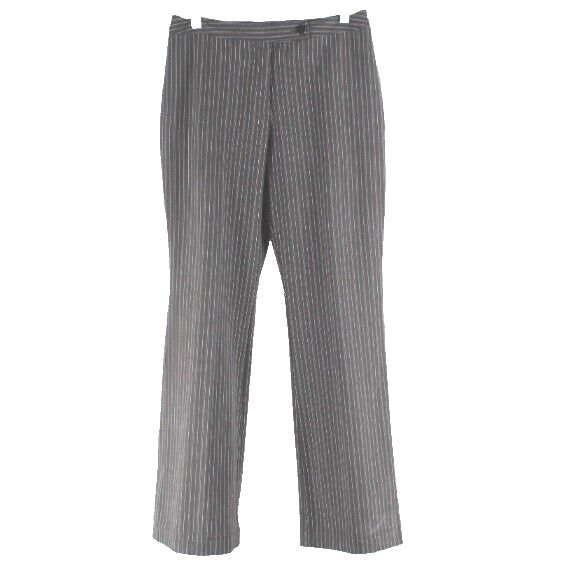 Hillard & Hanson Sz 8 Brown Pinstripe Polyester Rayon Blend Unlined Pant