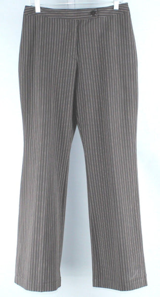 Hillard & Hanson Sz 8 Brown Pinstripe Polyester Rayon Blend Unlined Pant