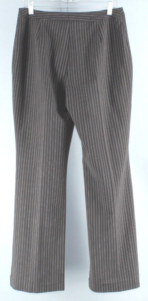 Hillard & Hanson Sz 8 Brown Pinstripe Polyester Rayon Blend Unlined Pant