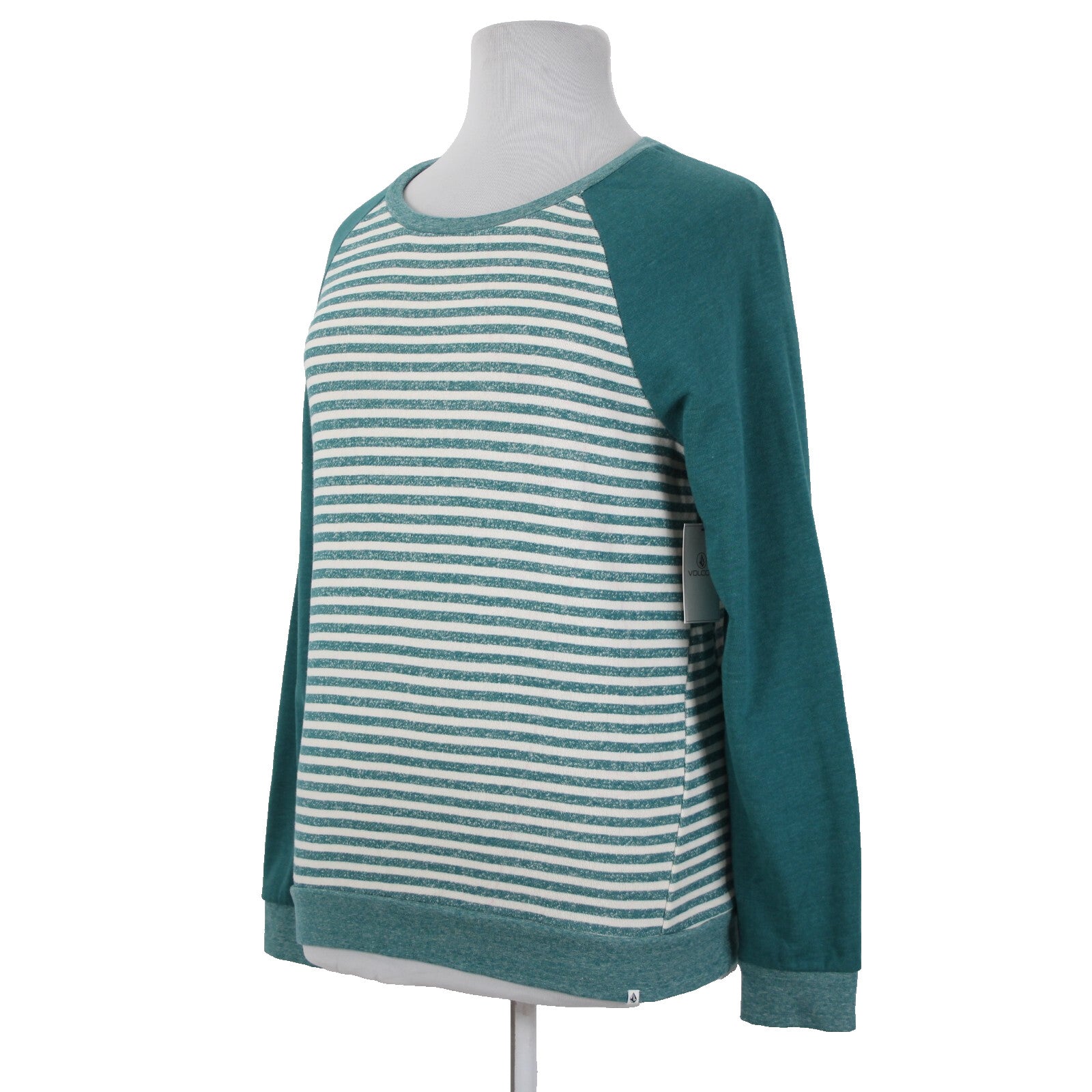 Volcom Lived In Sz XL NEW $45 Heathered Emerald Green Cream Cotton Blend Sweater