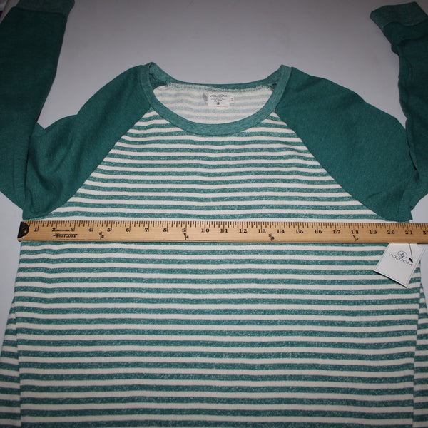 Volcom Lived In Sz XL NEW $45 Heathered Emerald Green Cream Cotton Blend Sweater