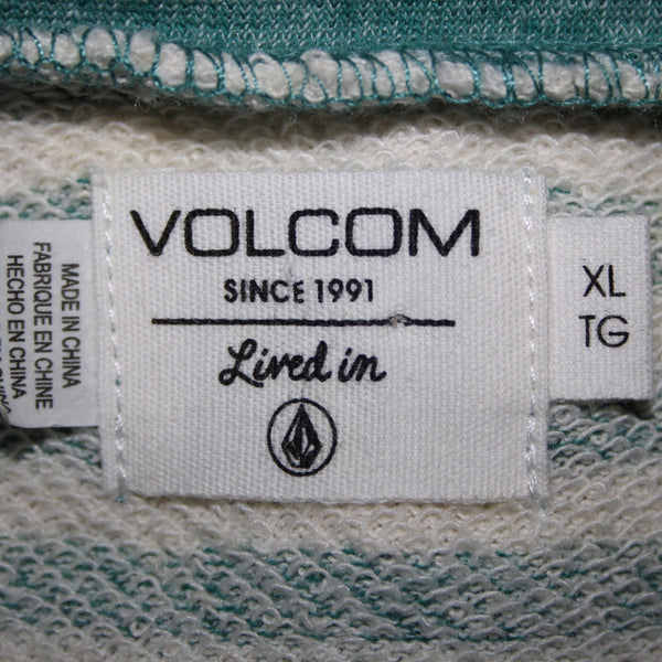 Volcom Lived In Sz XL NEW $45 Heathered Emerald Green Cream Cotton Blend Sweater