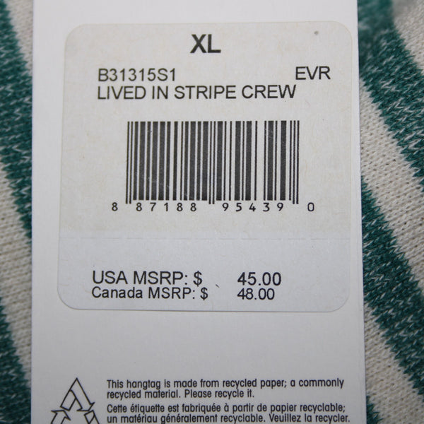 Volcom Lived In Sz XL NEW $45 Heathered Emerald Green Cream Cotton Blend Sweater