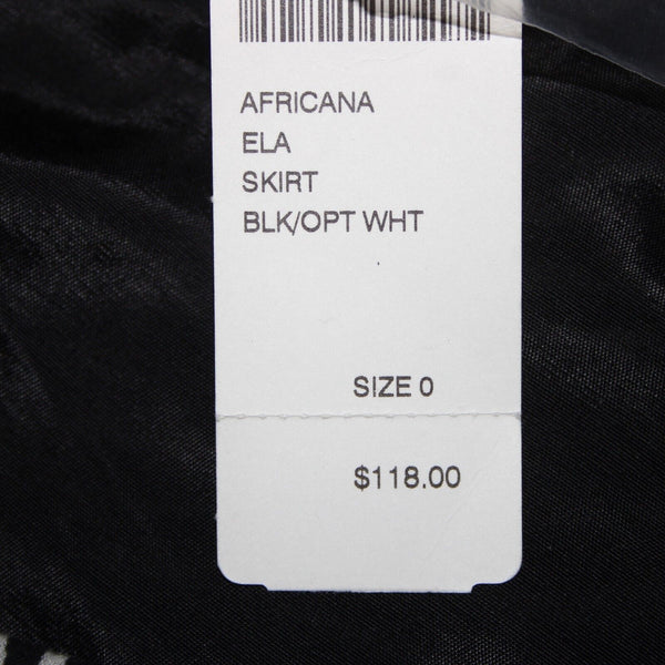 Chicos NEW $118 Africana Sz 0 Black White Red Beaded Elastic 100% Cotton Skirt