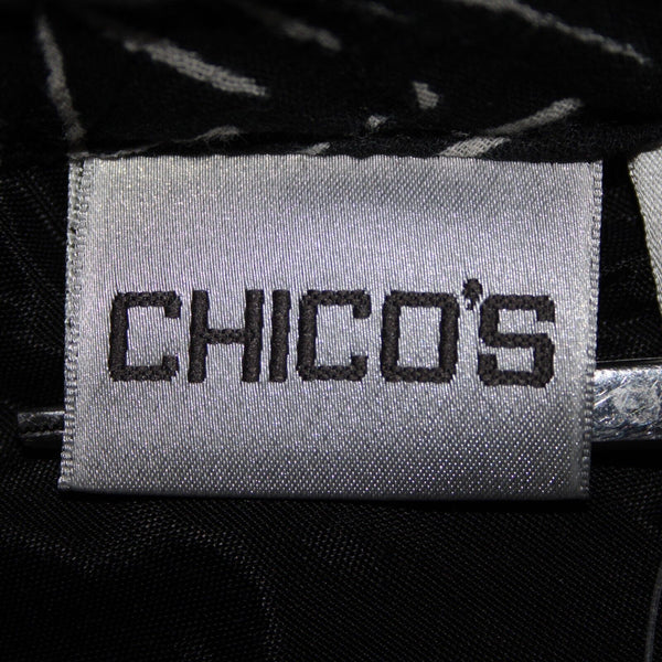 Chicos NEW $118 Africana Sz 0 Black White Red Beaded Elastic 100% Cotton Skirt