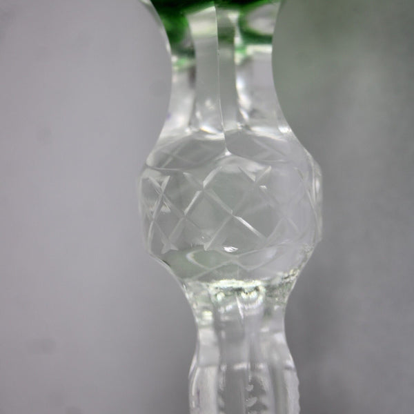 Bohemian Czechoslovakia Crystal Cut Green 8.5" Wine Glass