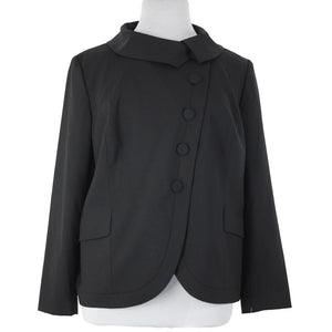 Semantiks NEW $168 Sz 18W Black Collared Button Pockets Wool Spandex Jacket