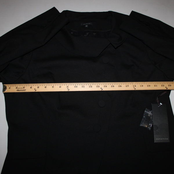 Semantiks NEW $168 Sz 18W Black Collared Button Pockets Wool Spandex Jacket