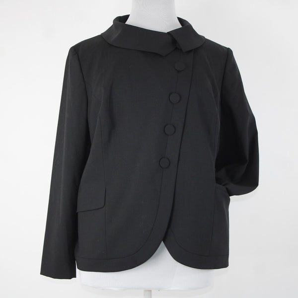 Semantiks NEW $168 Sz 18W Black Collared Button Pockets Wool Spandex Jacket