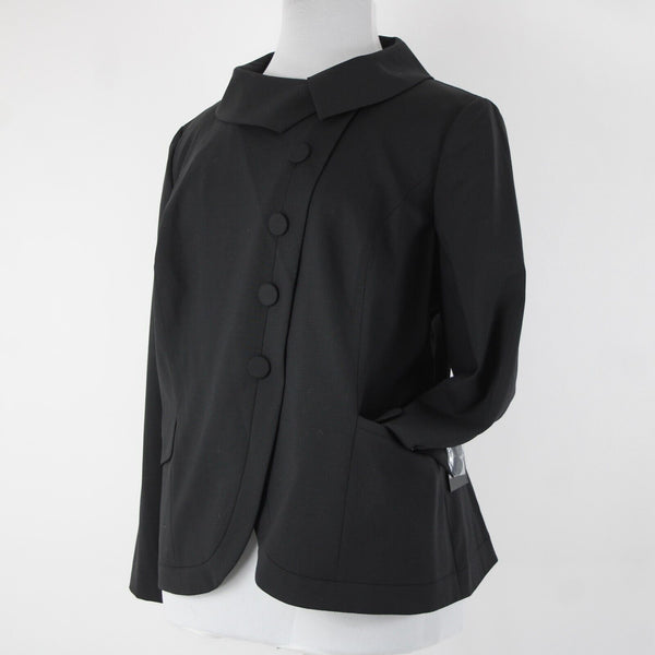 Semantiks NEW $168 Sz 18W Black Collared Button Pockets Wool Spandex Jacket