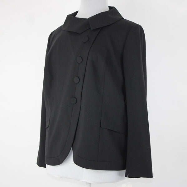 Semantiks NEW $168 Sz 18W Black Collared Button Pockets Wool Spandex Jacket