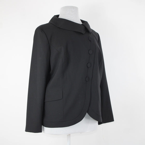 Semantiks NEW $168 Sz 18W Black Collared Button Pockets Wool Spandex Jacket