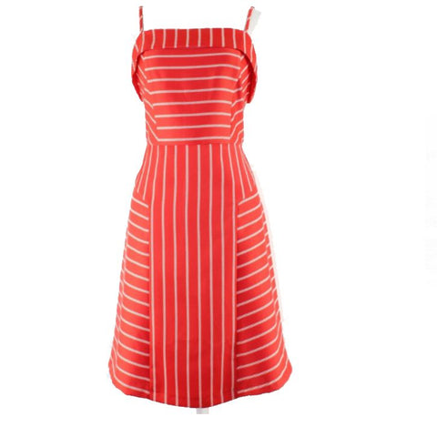 Banana Republic NEW $128 Sz 8 Red White Stripe Lined 100% Polyester Dress