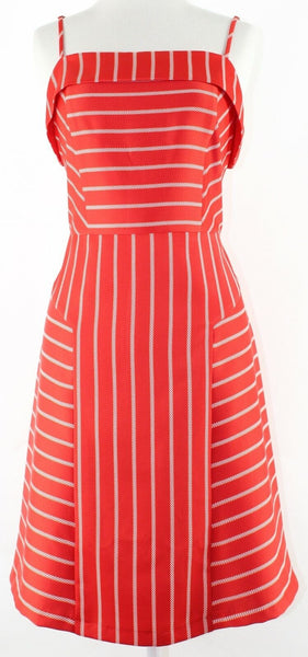 Banana Republic NEW $128 Sz 8 Red White Stripe Lined 100% Polyester Dress