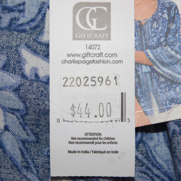 Charlie Paige Top NEW $44 Curvy Sz 2X Blue White Floral Peplum 100% Rayon Top
