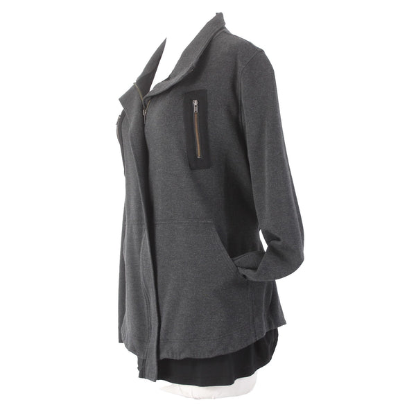 Cabi Jacket Sz L Gray Black Pockets Collared Mesh Sides Rayon Nylon Jacket