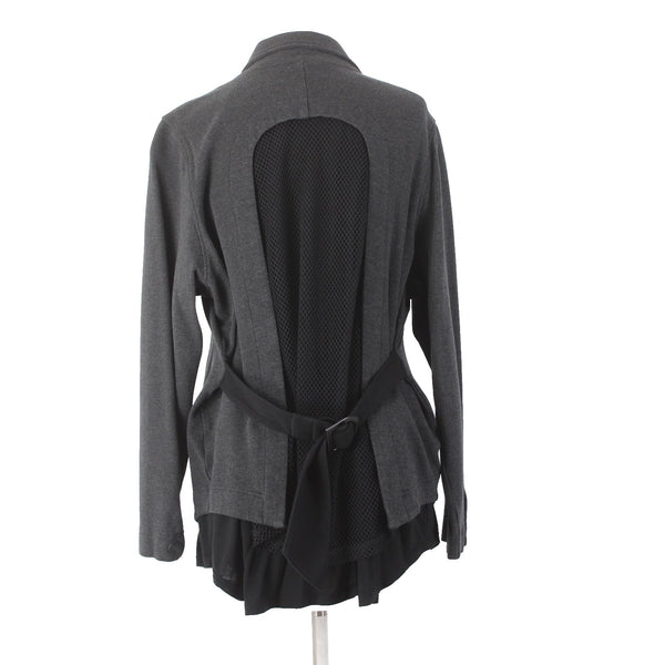 Cabi Jacket Sz L Gray Black Pockets Collared Mesh Sides Rayon Nylon Jacket