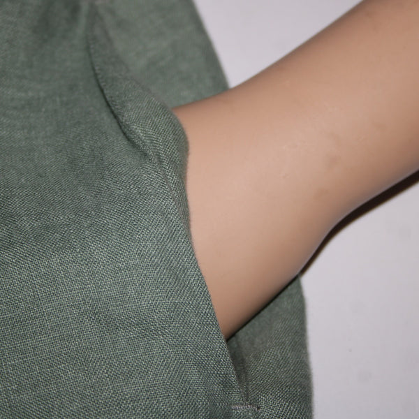 Carolyn Donnelly The Edit Sz 2-4 Green Pull Over Pockets 100% Linen Cotton Dress