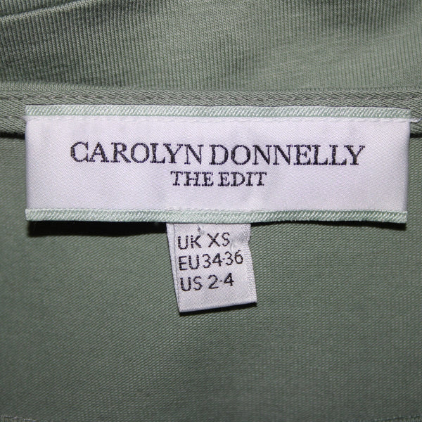 Carolyn Donnelly The Edit Sz 2-4 Green Pull Over Pockets 100% Linen Cotton Dress