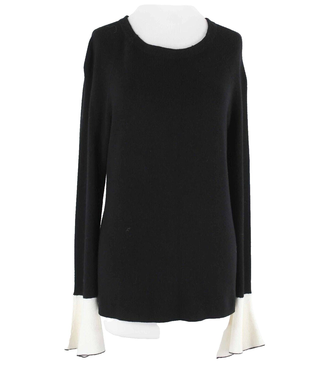Pixley NEW Sz XL Black Ivory Flare Sleeve Pullover Rayon Nylon Sweater Top