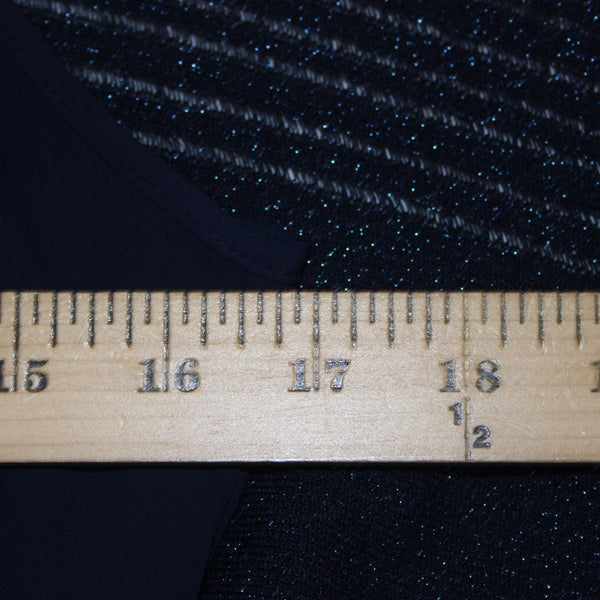 White House Black Market Top Sz S Navy Blue Metallic Draped Lined Rayon Top