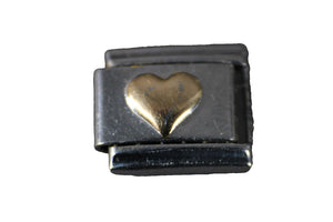 Charmed Gold Heart Stainless Steel Elastic Stretch Chain Link Italian Charm