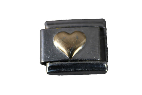 Charmed Gold Heart Stainless Steel Elastic Stretch Chain Link Italian Charm