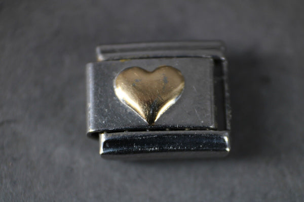 Charmed Gold Heart Stainless Steel Elastic Stretch Chain Link Italian Charm
