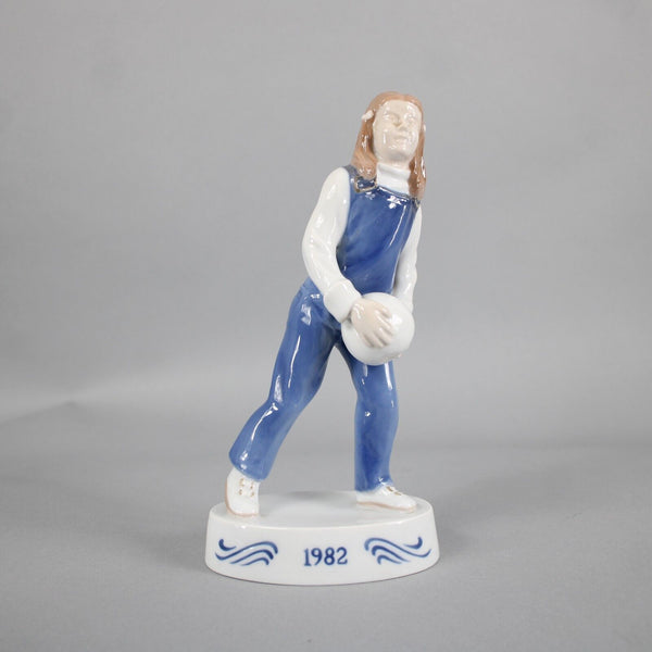 Bing Grondahl 1982 Girl With Ball Limited Edition 9" Figurine