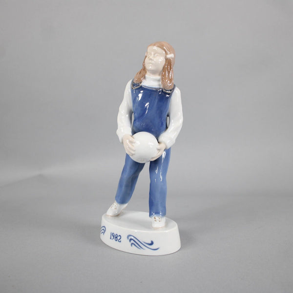 Bing Grondahl 1982 Girl With Ball Limited Edition 9" Figurine