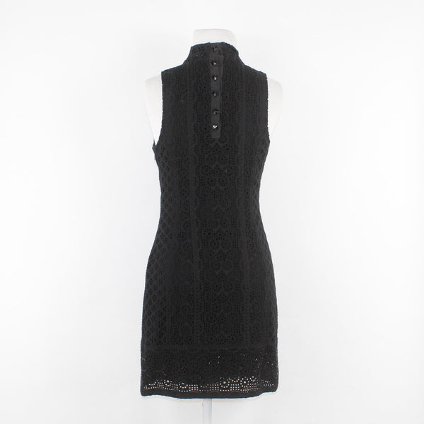 Plenty by Tracy Reese Sz 2 Black Lined Beaded Eyelet Lace Cotton Polyester Dress