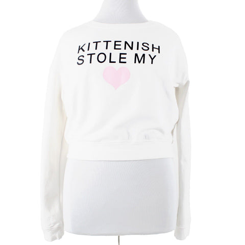Kittenish NEW Sz L White Black Pink Kittenish Stole My Cotton Spandex Sweater