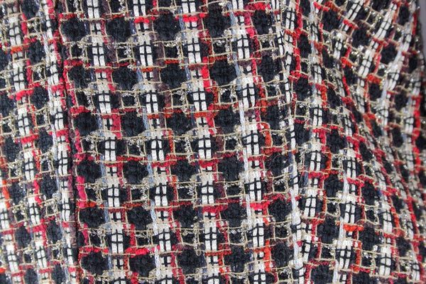 Chicos NEW $129 Sz 0 Blk Red Multi Woven Acrylic Blend Jacket