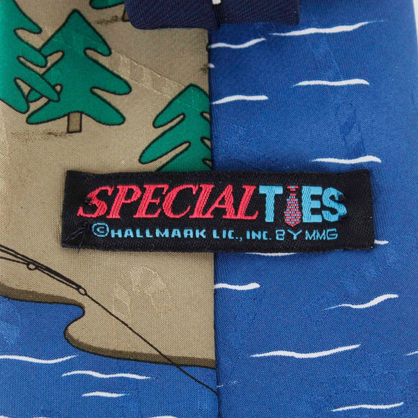 Special Ties Hallmark 56" x 4" Navy Blue Multi Poly Santa Fishing Tie