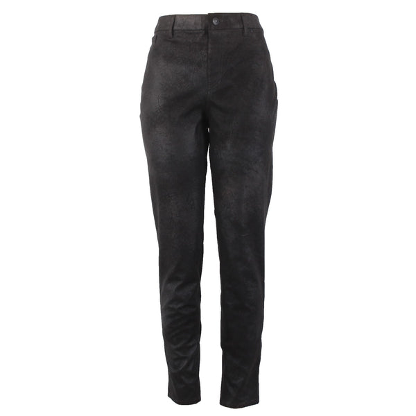 Chicos Pant Sz 1 x 30 Black Silverish Shine Faux Pockets Polyester Spandex Pant