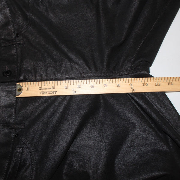 Chicos Pant Sz 1 x 30 Black Silverish Shine Faux Pockets Polyester Spandex Pant