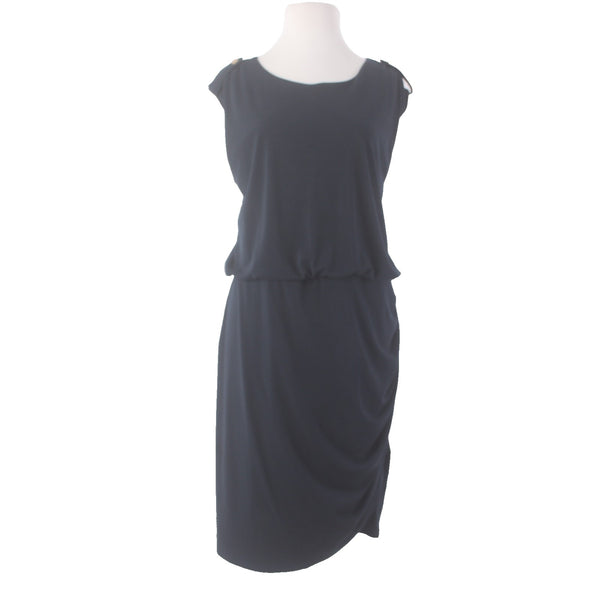 Banana Republic Dress Sz XL Navy Blue Gold Hardware Blouson Polyester Spandex