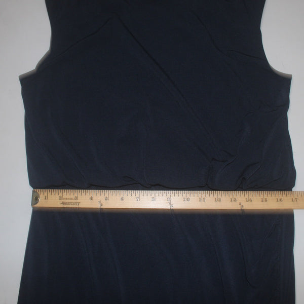 Banana Republic Dress Sz XL Navy Blue Gold Hardware Blouson Polyester Spandex