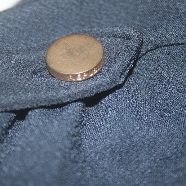 Banana Republic Dress Sz XL Navy Blue Gold Hardware Blouson Polyester Spandex
