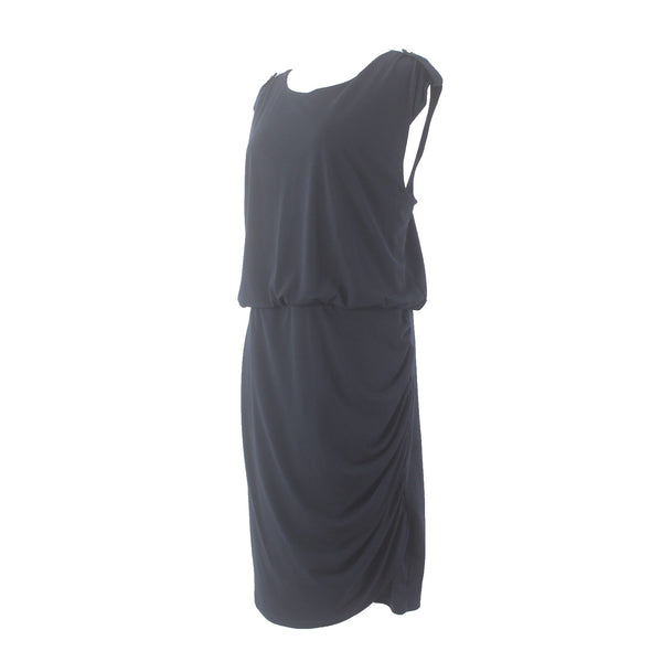 Banana Republic Dress Sz XL Navy Blue Gold Hardware Blouson Polyester Spandex