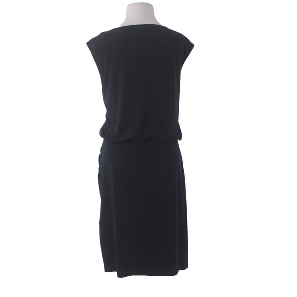 Banana Republic Dress Sz XL Navy Blue Gold Hardware Blouson Polyester Spandex