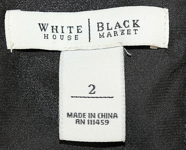 White House Black Market Sz 2 Black Strapless Pleat Sheer Lined Poly Dress