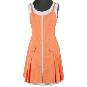 Inspired Style NEW $159 Sz 2 Coral White Faux Pockets Rayon Nylon Dress