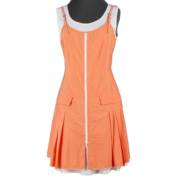 Inspired Style NEW $159 Sz 2 Coral White Faux Pockets Rayon Nylon Dress