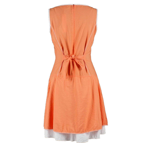 Inspired Style NEW $159 Sz 2 Coral White Faux Pockets Rayon Nylon Dress